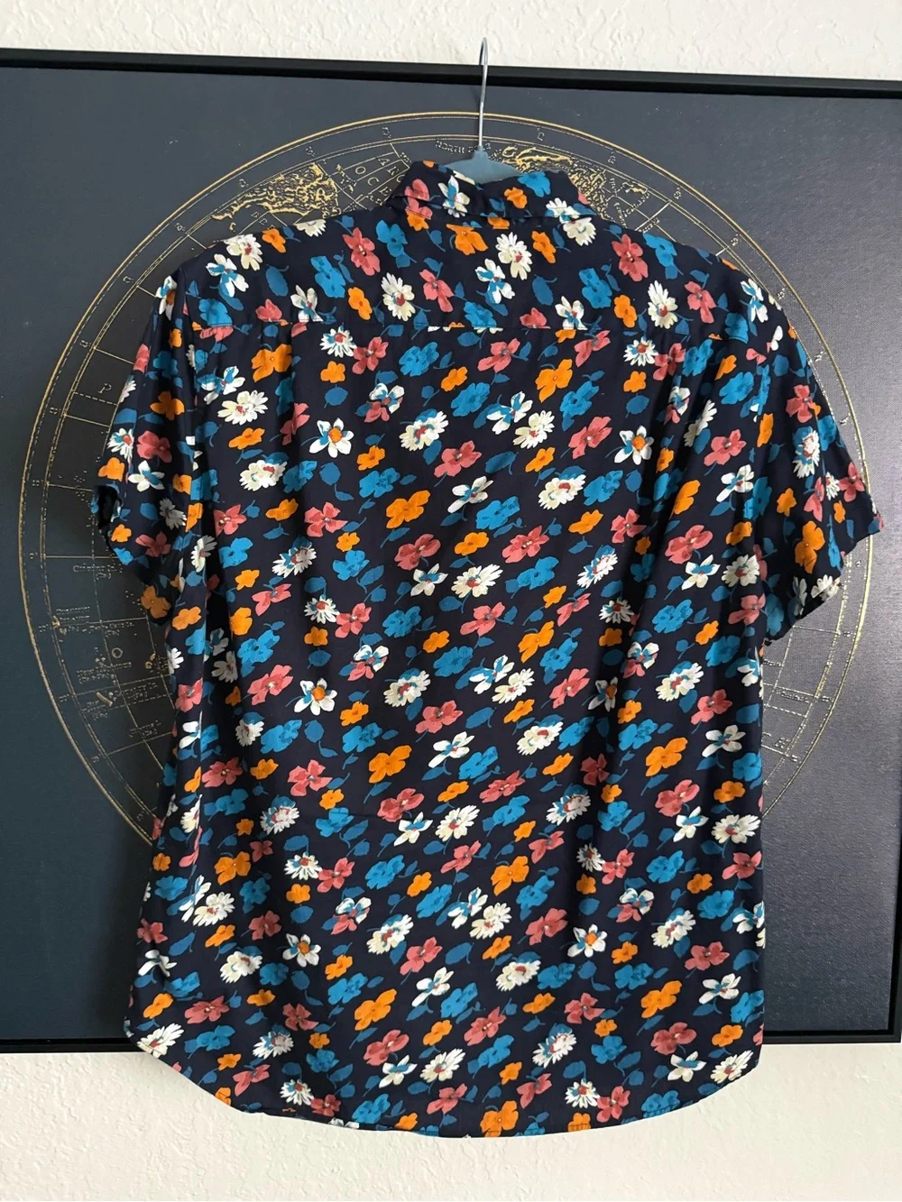 J. Crew Navy Floral Short-Sleeve Button-Down Shirt